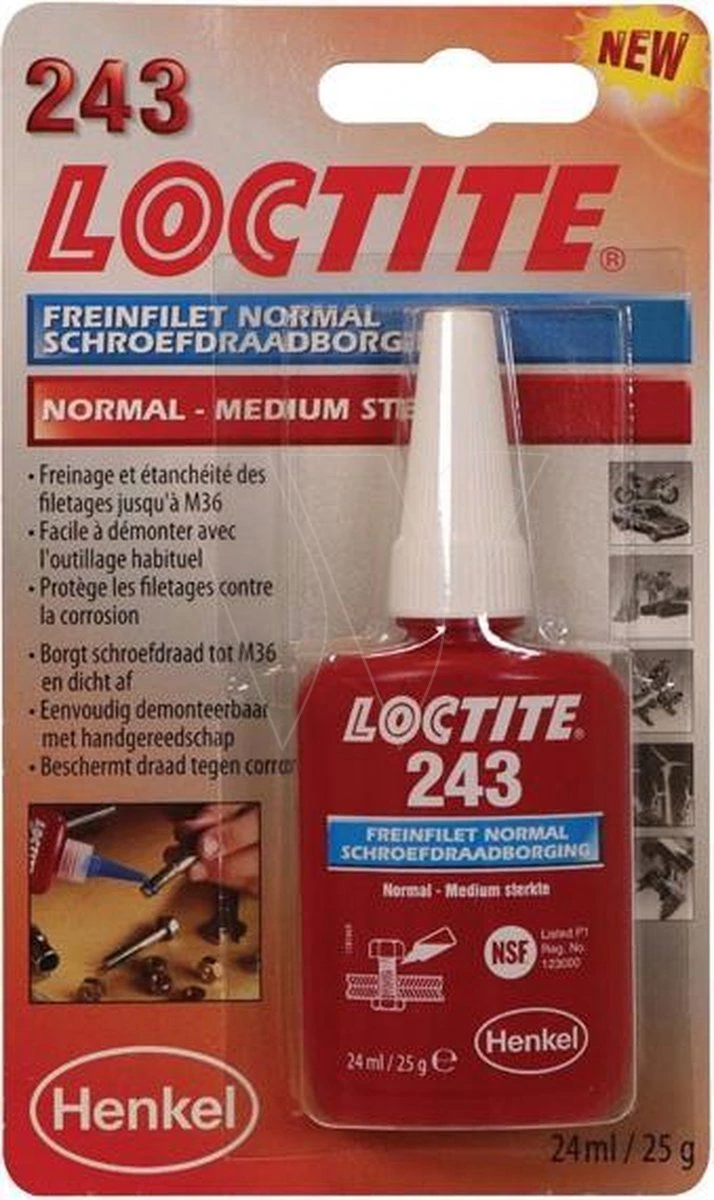 Loctite® 243 Schroefdraadborgmiddel 24ml 1 Loctite® 243 Schroefdraadborgmiddel 24ml