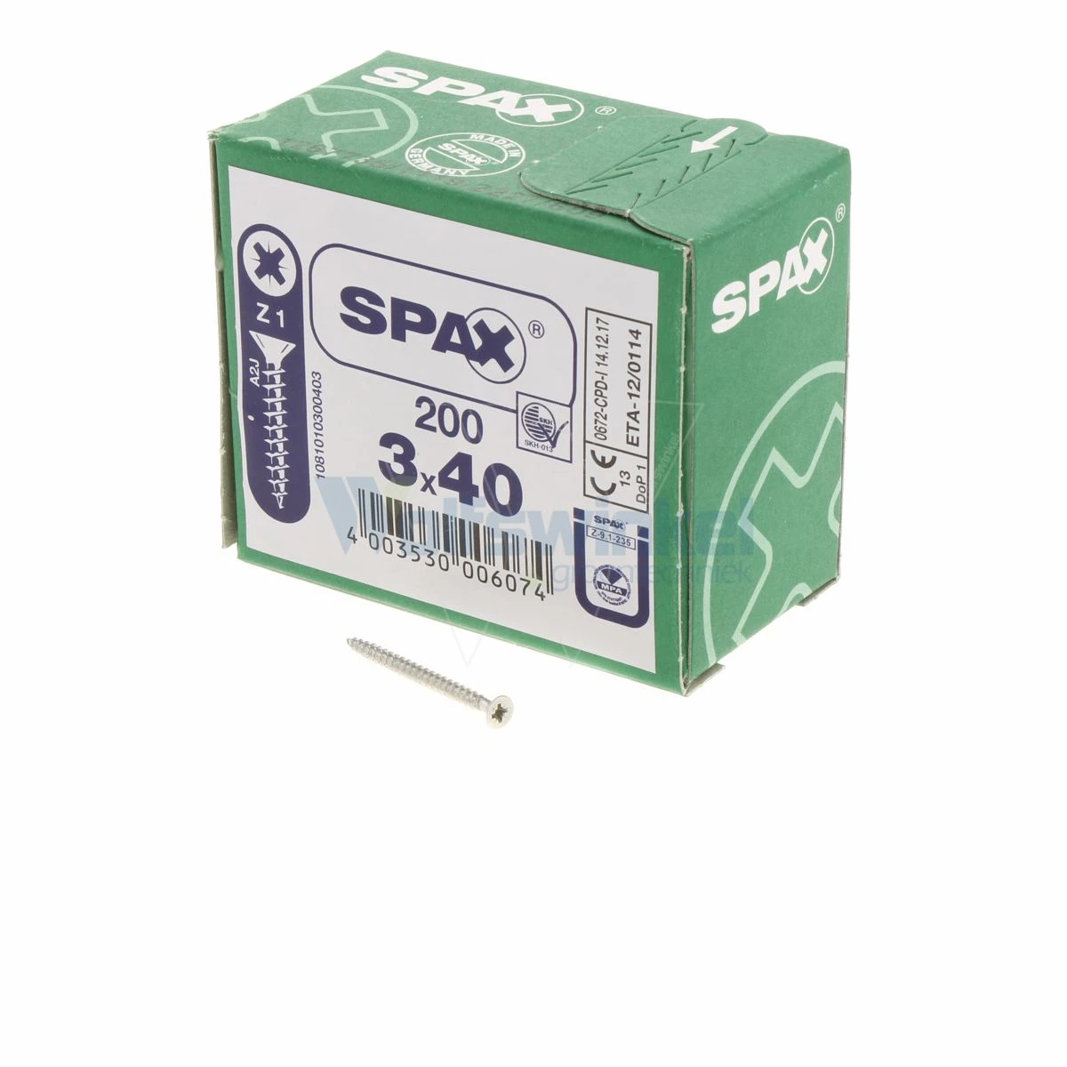 Spaanpl Schr Vz Pk 3.0x40 Poz (200) Spax 1 Spaanpl Schr Vz Pk 3.0x40 Poz (200) Spax